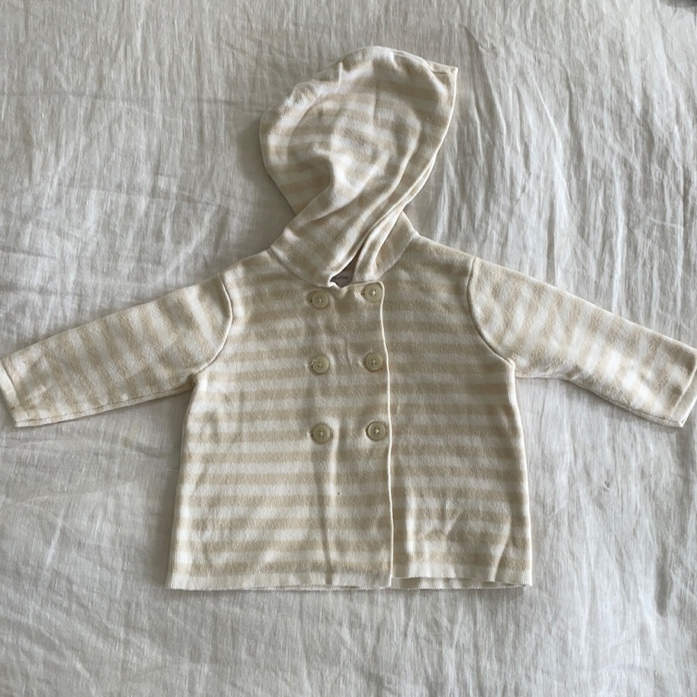 Cream and white strip double breasted cardigan
